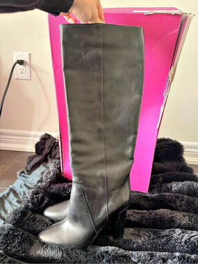 Diane von Furstenberg Gladyss Black Over-the-Knee Boots US 8